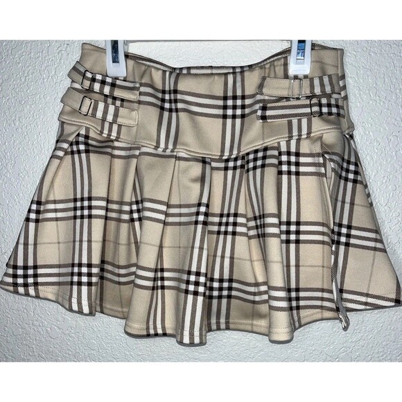 BLACK IBIS PLEATED CHECKERED SHORT SKORTS SKIRT WITH SHORTS Med - Picture 4 of 6